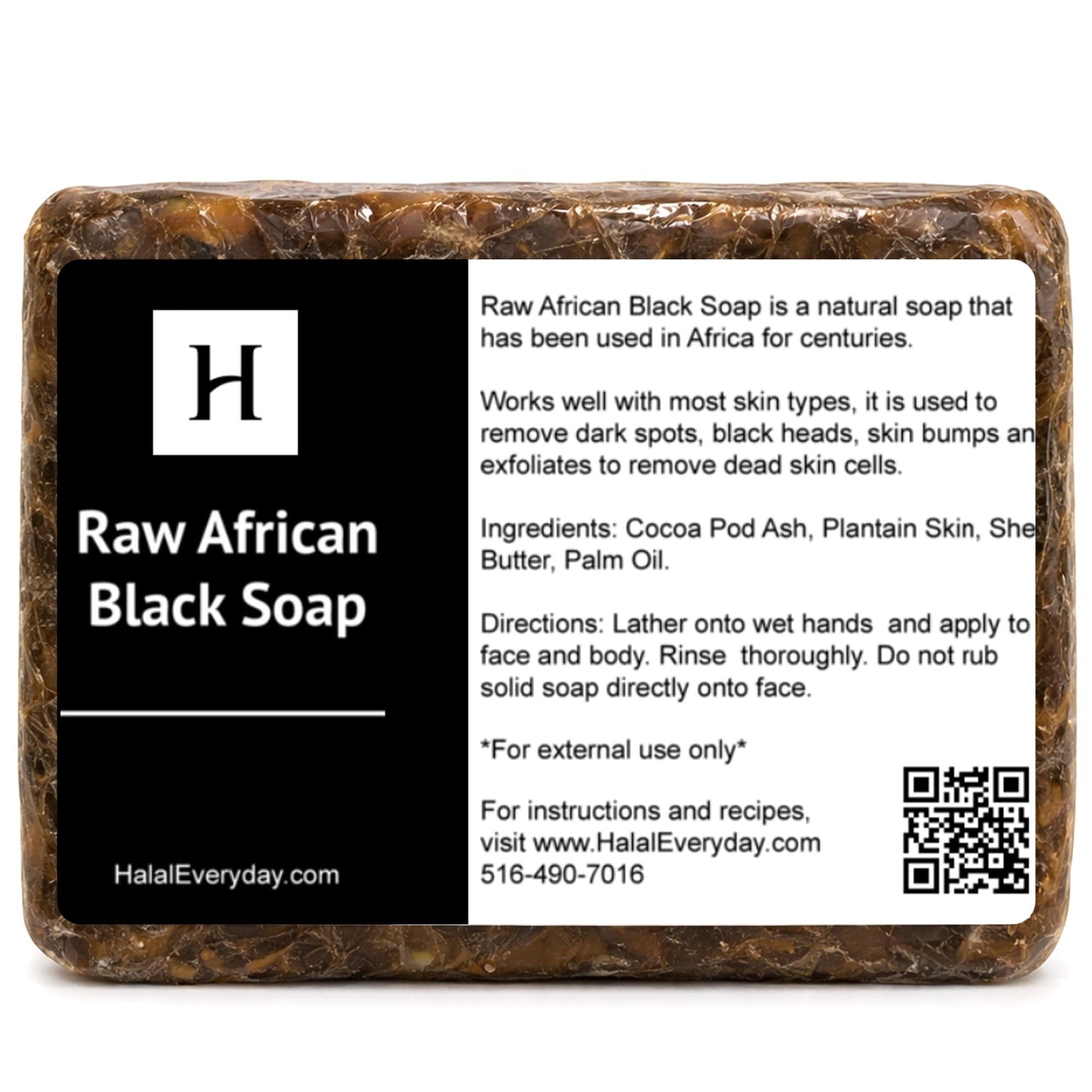 HalalEveryDay - Raw African Black Soap from Ghana, Black Soap with Shea Butter, Black African Soap for Nourished Skin, Natural African Black Soap Bar