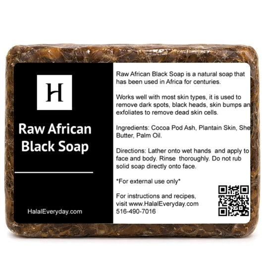HalalEveryDay - Raw African Black Soap from Ghana, Black Soap with Shea Butter, Black African Soap for Nourished Skin, Natural African Black Soap Bar Beauty & Personal Care HalalEveryDay
