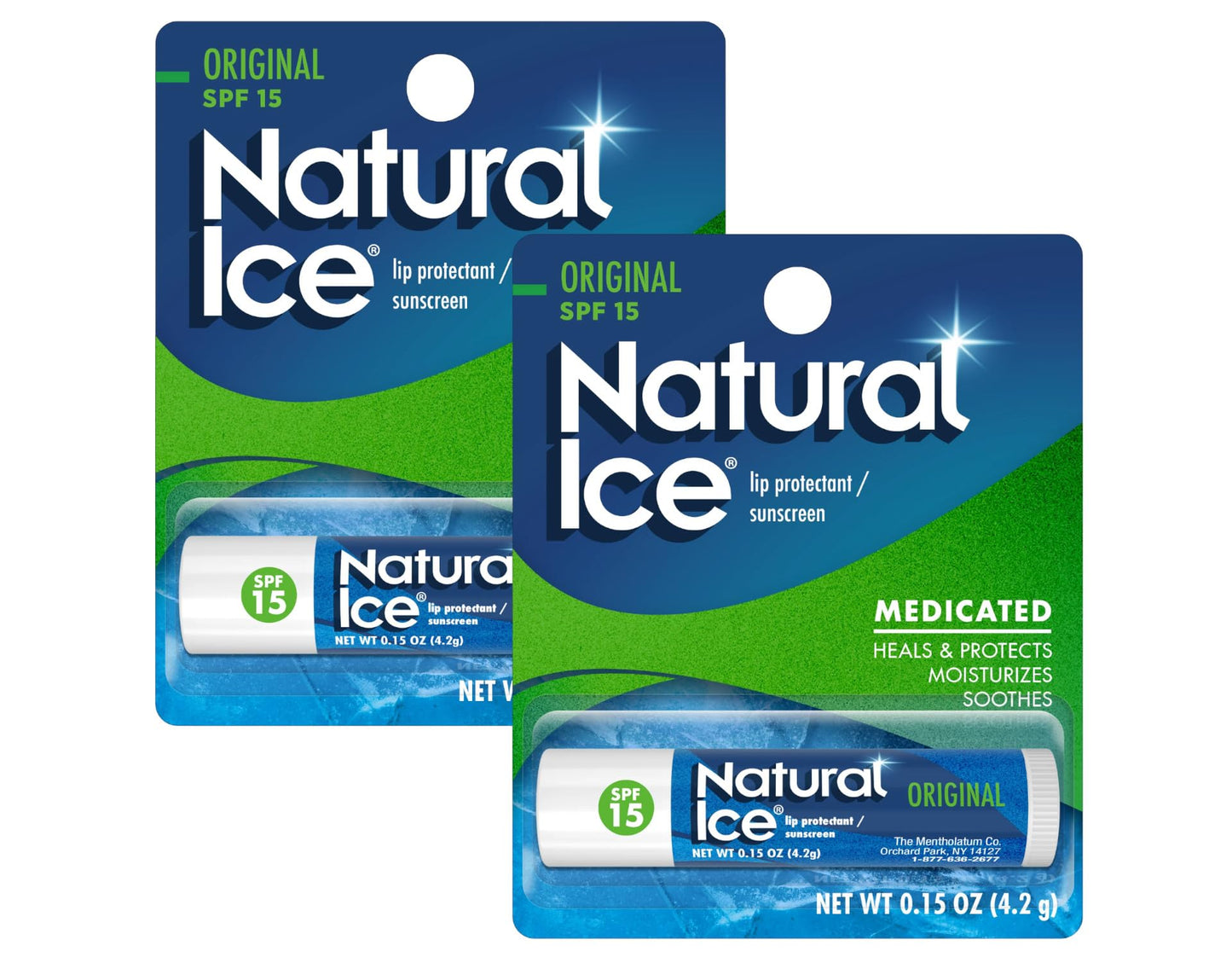 Mentholatum Natural Ice Original SPF 15 Medicated Lip Balm, 0.15 Ounce (Pack of 2) Beauty and Personal Care Natural Ice