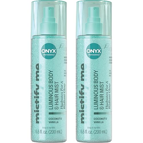 Onyx Professional Hydrating Shimmer Mist with Squalane & Coconut Oil, Coconut Bliss, 6.5 fl oz, 2pk - Shimmer Hair and Body Mist Creates a Radiant