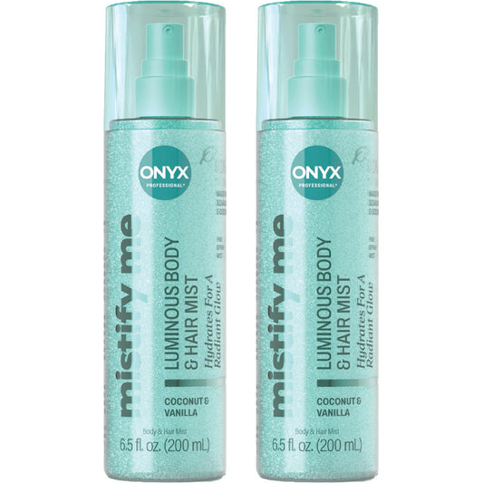 Onyx Professional Hydrating Shimmer Mist with Squalane & Coconut Oil, Coconut Bliss, 6.5 fl oz, 2pk - Shimmer Hair and Body Mist Creates a Radiant