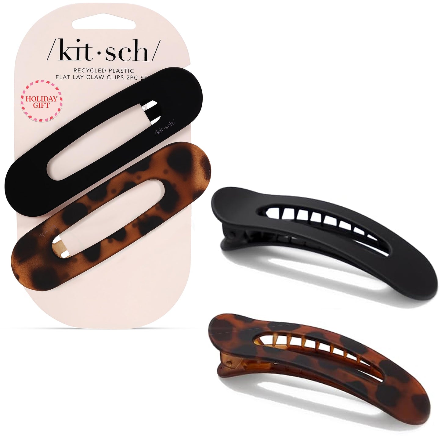 Kitsch Flat Hair Clips for Women - Strong Hold, No Slip Grip Flat Claw Clips For Secure and Comfortable Look | Durable Recycled Plastic Hair