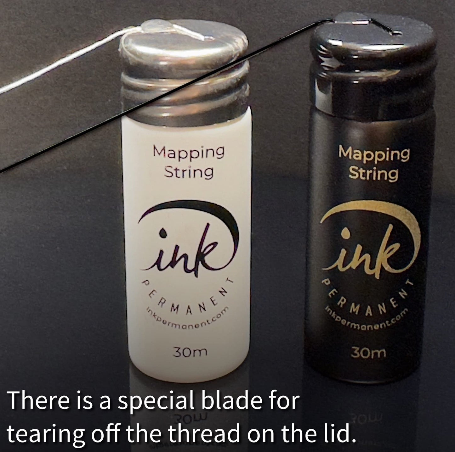 Ink Permanent White Brow Mapping String [100 Ft Bottles - 30 m] Pre-Inked String for Permanent Makeup and Microblading Supplies, Brow Mapping Kit