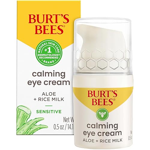 Burt's Bees Calming Eye Cream With Aloe and Rice Milk, Moisturizes Without Causing Redness or Irritation, 98.7 Percent Natural Origin Skin Care, 0.5