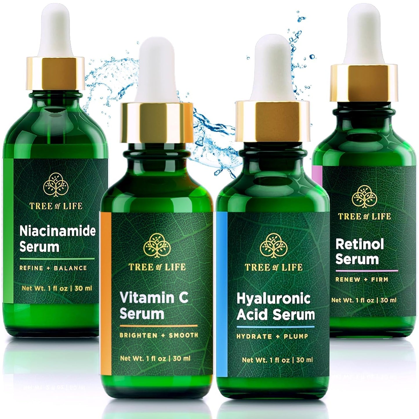 Tree of Life Beauty Facial Skin Care Set, Brightening, Firming, Hydrating, Dry Face, Dermatologist Tested - Niacinamide + Vitamin C + Retinol +