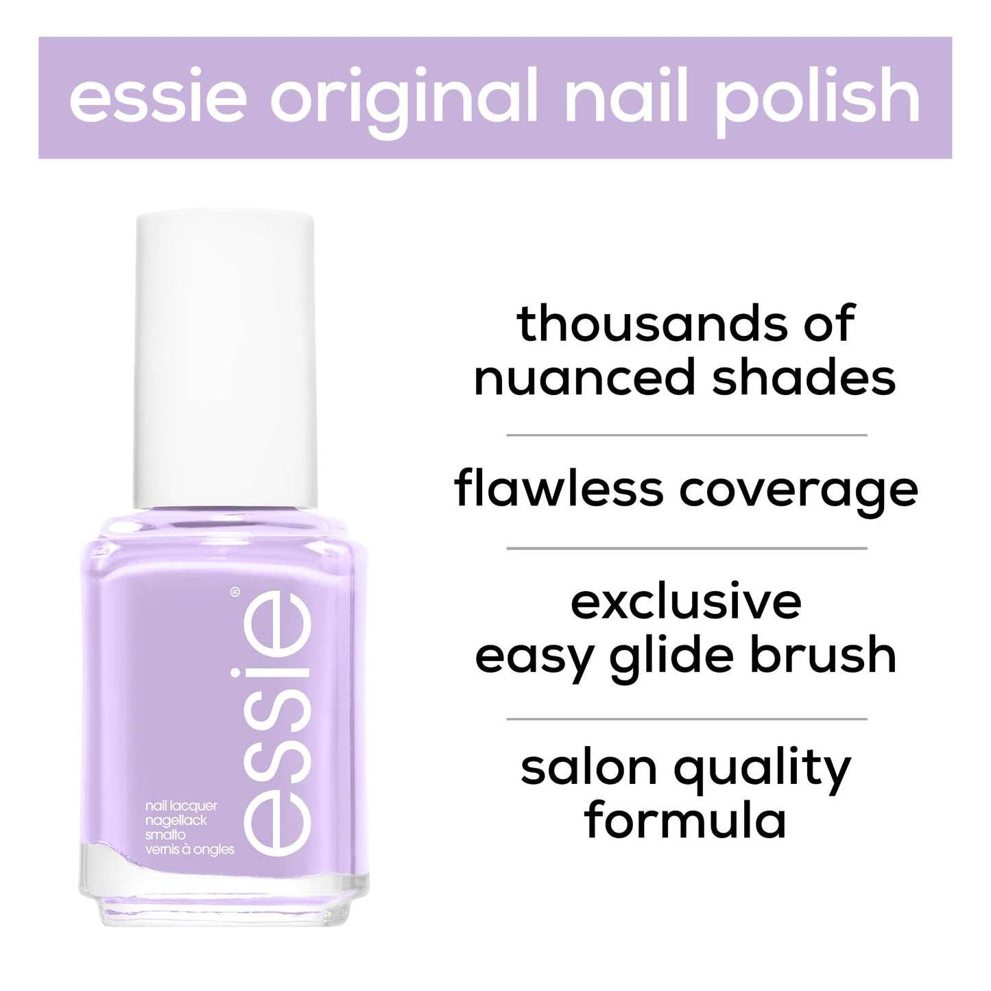 essie Salon-Quality Nail Polish, 8-Free Vegan, Lilac Purple, Lilacism, 0.46 fl oz