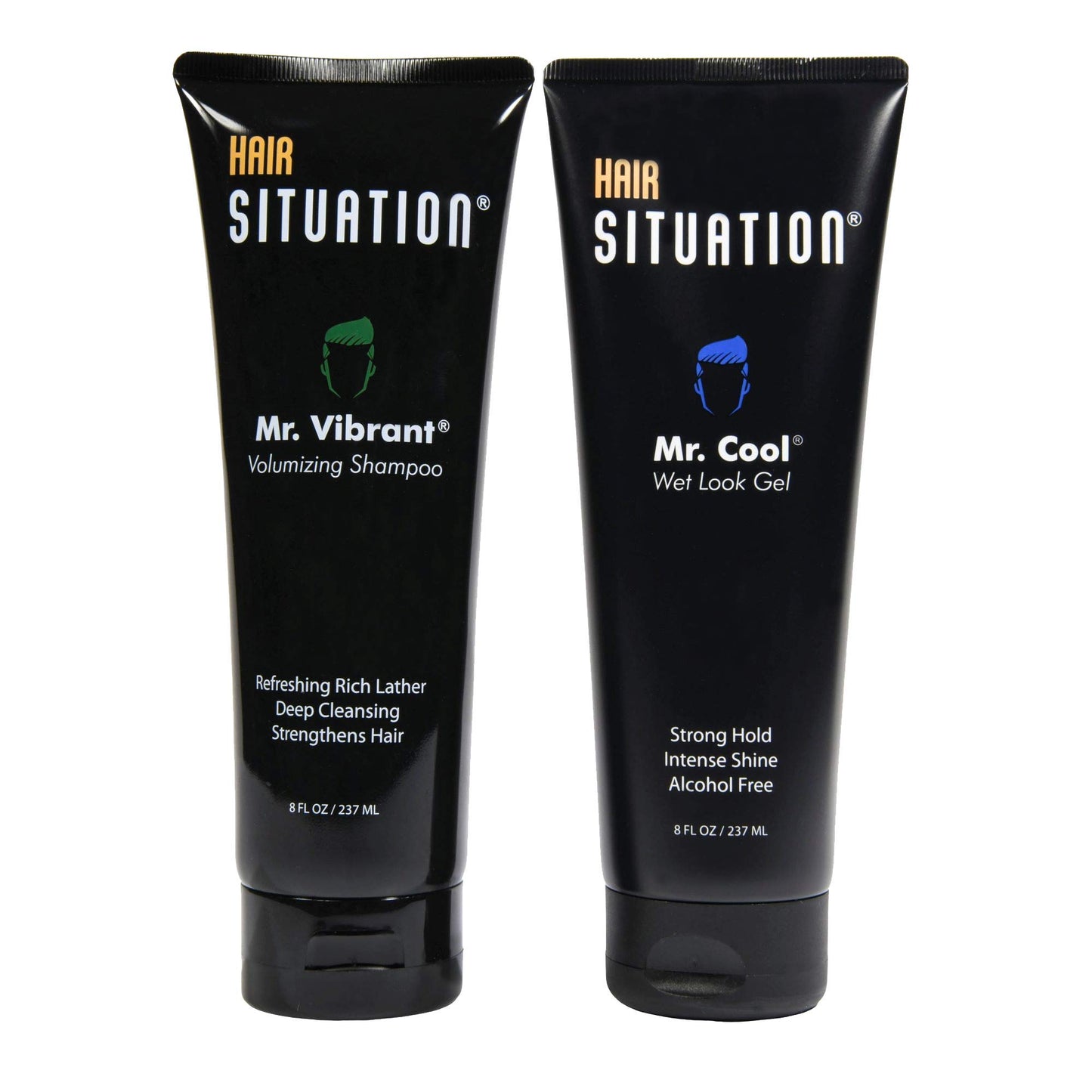 Hair Situation Mr. Cool Wet Look Hair Gel - Strong Hold, High Shine and Alcohol-Free Formula Mr. Vibrant Volumizing Shampoo for Thinning and Receding