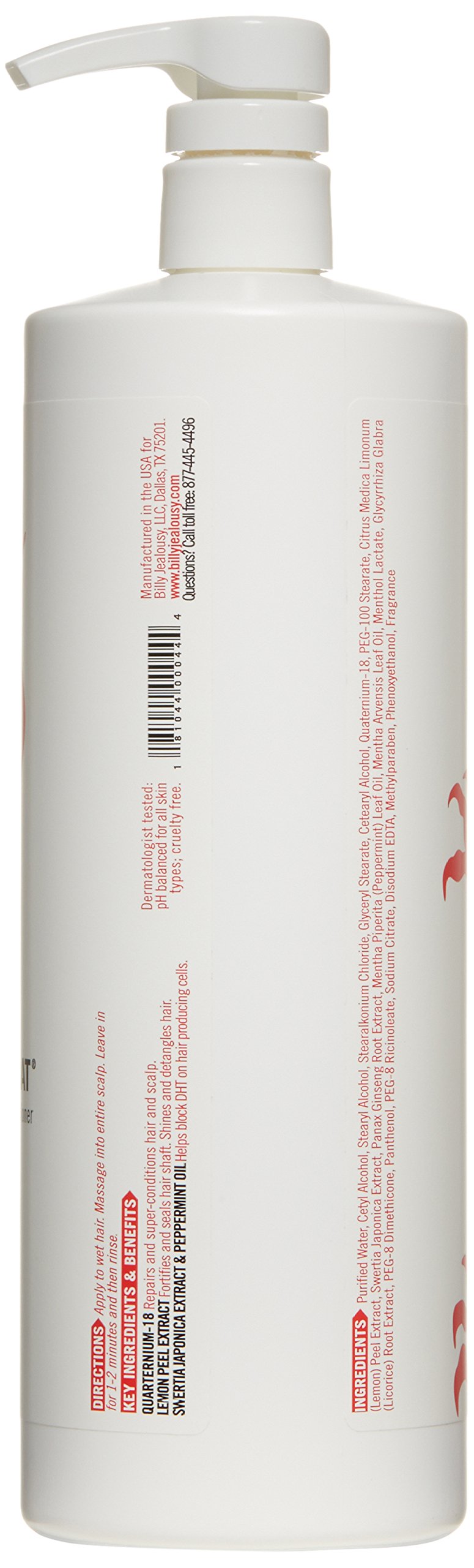 Billy Jealousy Cashmere Coat Hair Conditioner for Men, Strengthening & Hydrating Conditioner Infused with Peppermint, Lemon Fruit & Swertia Extract