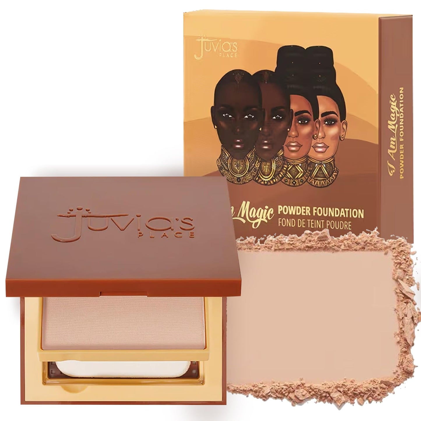 Juvia's Place I Am Magic Powder Foundation - L2 Catania - Buildable-Coverage Mattifying Pressed Powder for Pore Vanished Skin - Lightweight Matte Base