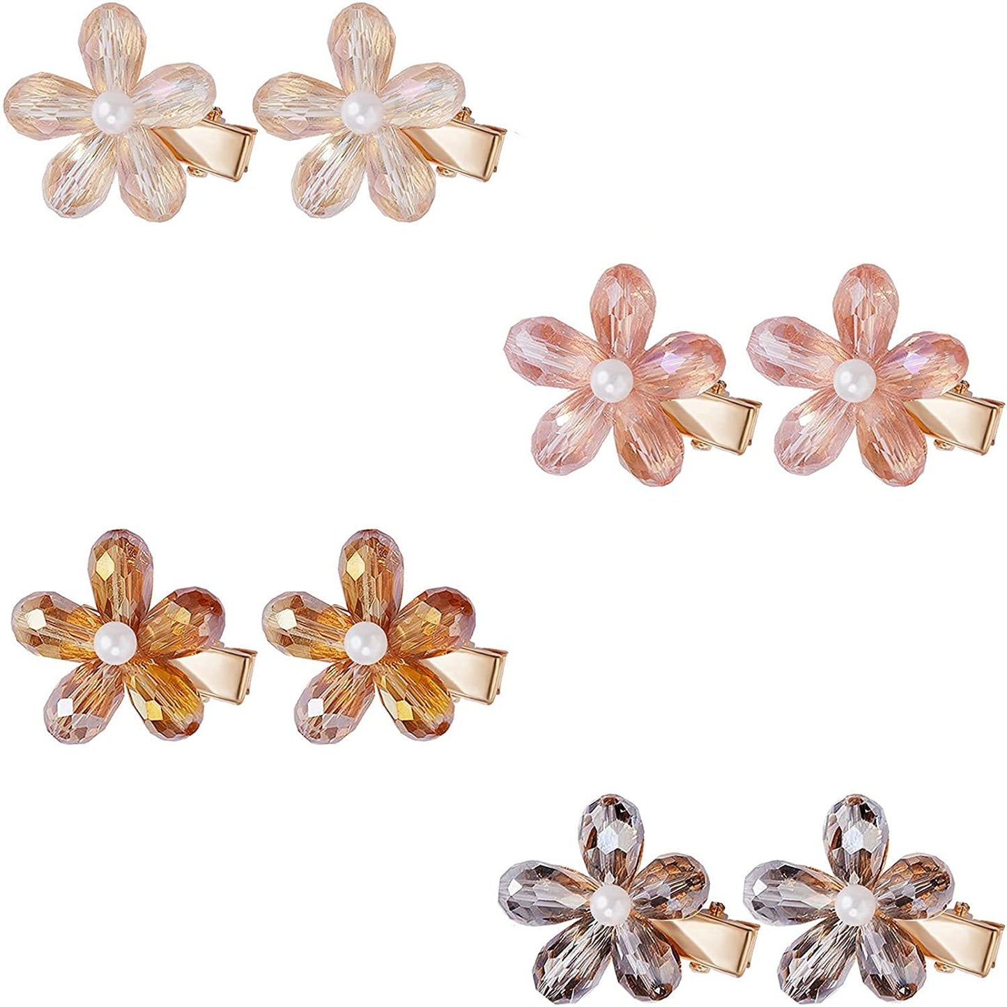 Crystal Hair Clips Small Pearl Hairpins Textention Fashion Hair Barrettes Decorative Bling Hair Accessories for Women Ladies