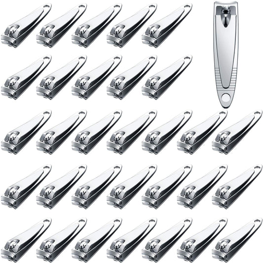 32 Pieces Stainless Steel Fingernail Nail Clipper Bulk Silver Portable Toenail Clippers Cutter Set Beauty & Personal Care Mudder