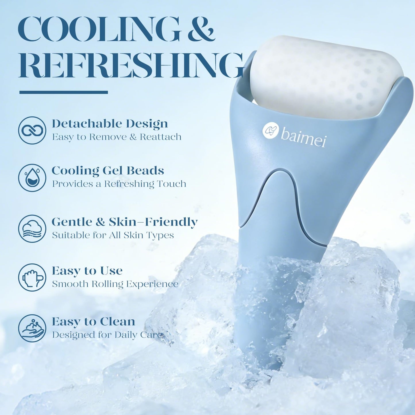 BAIMEI Cryotherapy Ice Roller and Gua Sha Facial Tools Reduces Puffiness Migraine Pain Relief, Skin Care Tools for Face Massager Self Care Gift Beauty and Personal Care BAIMEI
