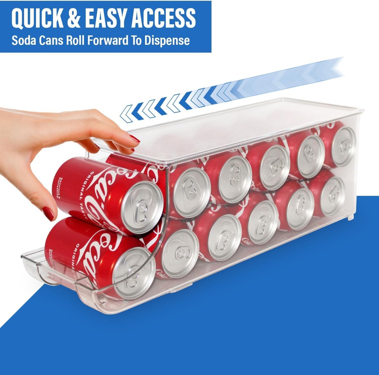 Soda Can Organizer with Lids, Stackable Soda Can Dispenser for Refrigerator, Clear Can Holder Organization and Storage Bins for Fridge, Kitchen…