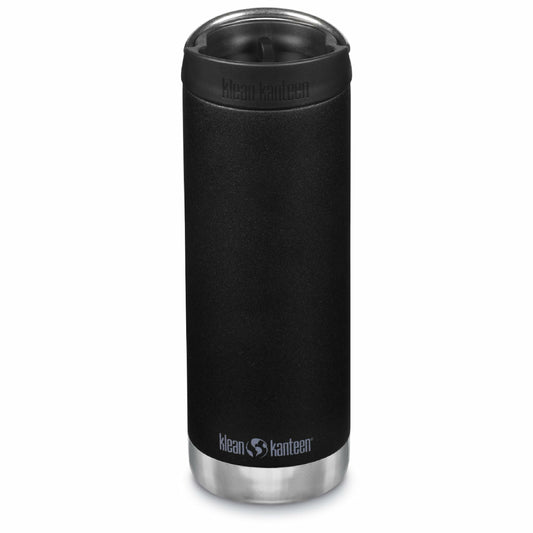 Klean Kanteen TKWide Insulated Coffee Tumbler with Cafe Cap - Stainless Steel Water Bottle & Thermal Tumbler - Black, 16 oz