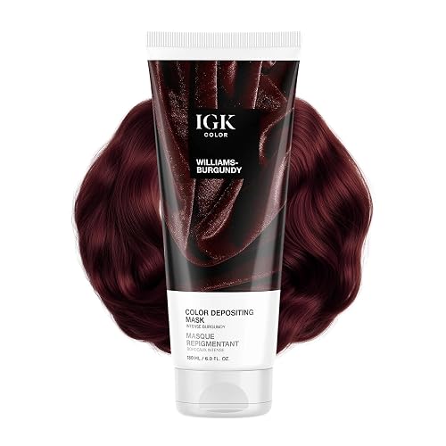 IGK Williams Burgundy | Intense Burgundy Hair Gloss + Color Depositing Mask | Boost Shine, Enhance Burgundy & Wine Tones, Refresh Color | Semi