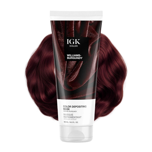 IGK Williams Burgundy | Intense Burgundy Hair Gloss + Color Depositing Mask | Boost Shine, Enhance Burgundy & Wine Tones, Refresh Color | Semi Beauty & Personal Care IGK