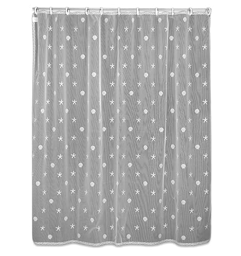 Heritage Lace Sand Shell 72"x72" Shower Curtain, White