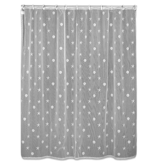 Heritage Lace Sand Shell 72"x72" Shower Curtain, White