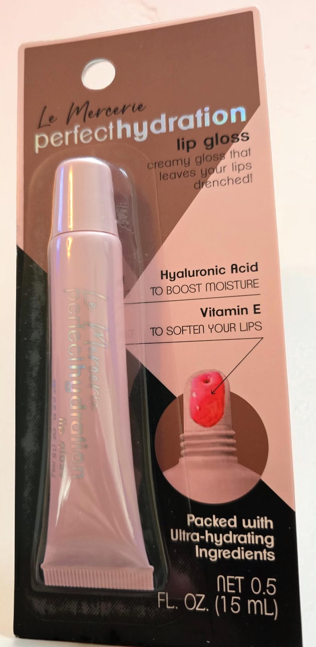 LE MERCERIE Perfect Hydration Lip Gloss with Hyaluronic Acid and Vitamin E, Paraben Free, Cruelty Free, 0.5 fl. oz.