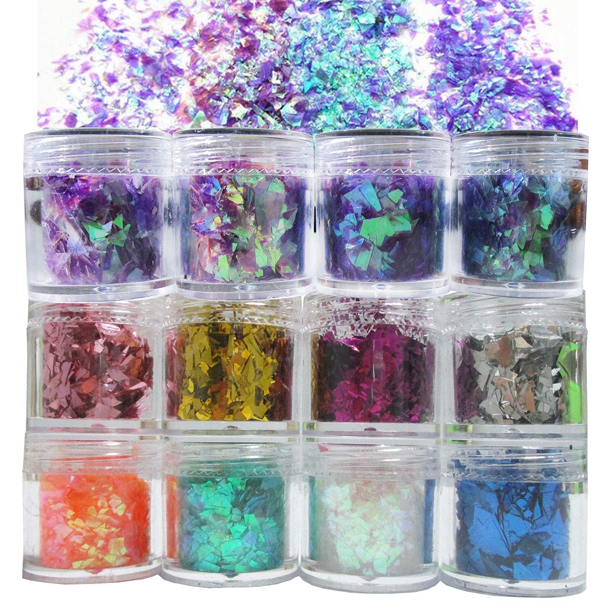 12 Colors Iridescent Chunky Glitter Flakes Kit Irregular Resin Epoxy Art Craft Paint Glitters Sparkles Accessories Festival Cosmetic Body Glitter Nail