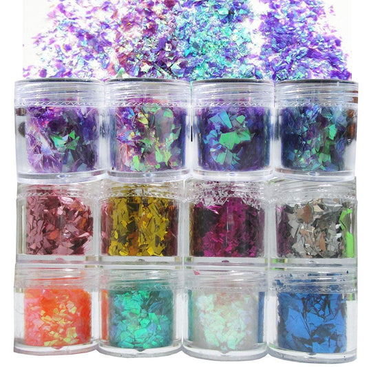 12 Colors Iridescent Chunky Glitter Flakes Kit Irregular Resin Epoxy Art Craft Paint Glitters Sparkles Accessories Festival Cosmetic Body Glitter Nail