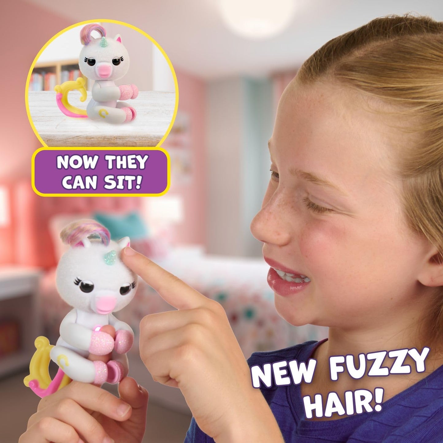 Fingerlings 2023 New Interactive Baby Unicorn Reacts to Touch - 70+ Sounds & Reactions - Lulu (White)