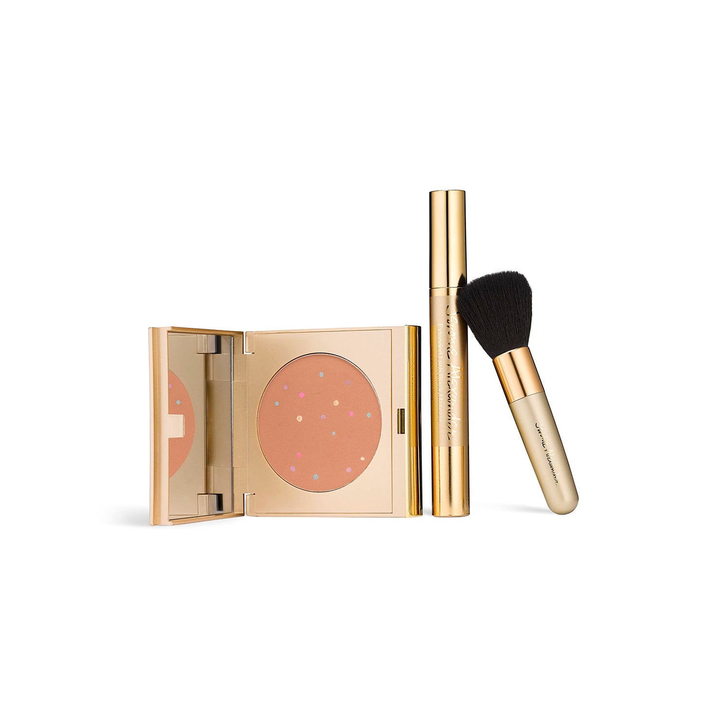 Jerome Alexander MagicMinerals Pressed Mineral Powder Set with Mirror Compact, Extending Lash Mascara, Professional Stubby Brush & Blending Sponge