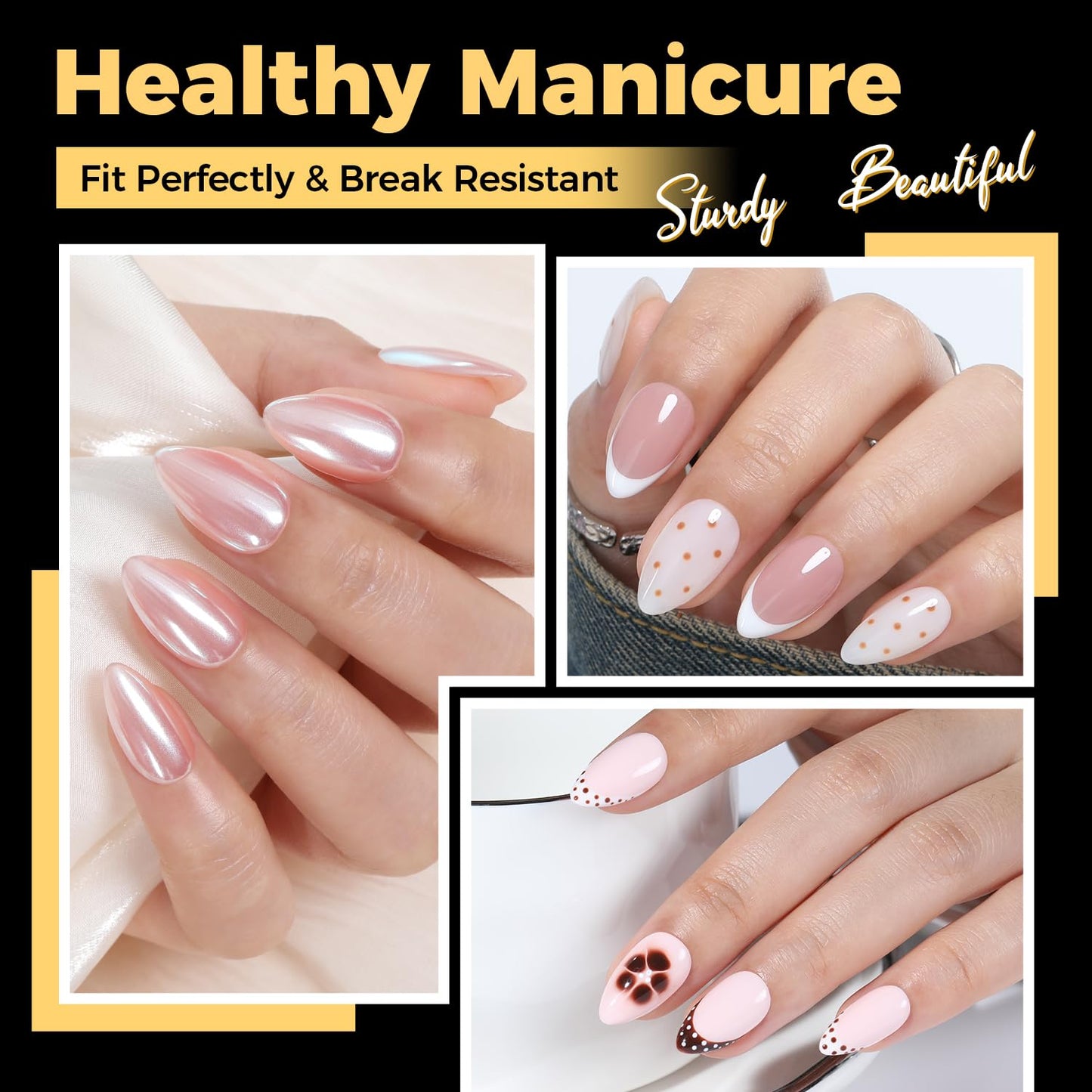 UNA GELLA Almond Nail Tips, Pre-shape Short Almond Gel Nail Tips 240Pcs Full Cover Soft Gel Fake Nails No C Curve Press On Nails For Women Girl At Beauty and Personal Care UNA GELLA