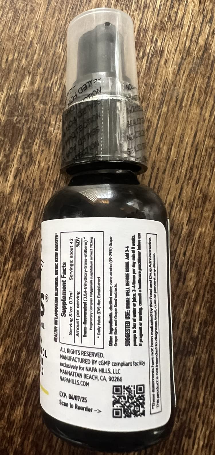 Napa Hills Liquid VitaRes Resveratrol Drops Skincare - Super Concentrated, Natural, Superior Bioavailability - Grape Skin, Grape Seed, Resveratrol (1 Beauty & Personal Care Napa Hills