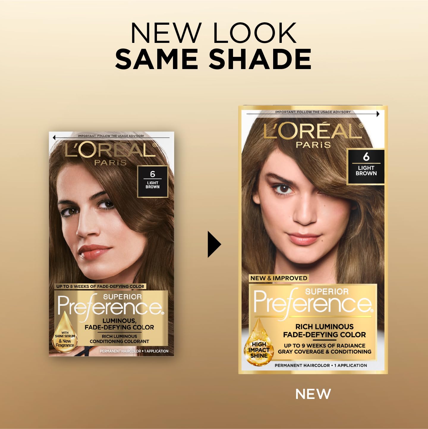 L'Oreal Paris Superior Preference Luminous Fade-Defying Permanent Hair Color, Hair Dye For Up to 9 Weeks of Radiance, Light Brown 6, 1 Hair Dye Kit