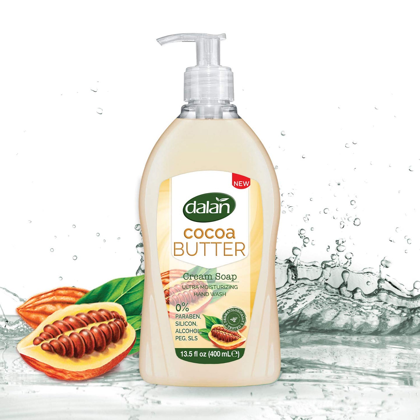Dalan Cocoa Butter Cream Ultra Moisturizing Liquid Hand Soap for Dry and Fresh Hands Feeling Clean and Soft (13.5 Fl Oz / 400 mL (Pack of 6))