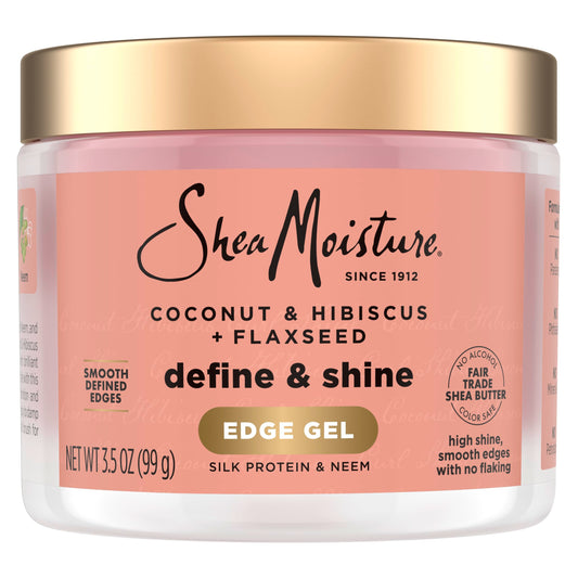 Shea Moisture Define & Shine Edge Gel + Flaxseed Coconut & Hibiscus Holds and Controls Edges All Day Infused With Glycerin, Coconut Oil and an