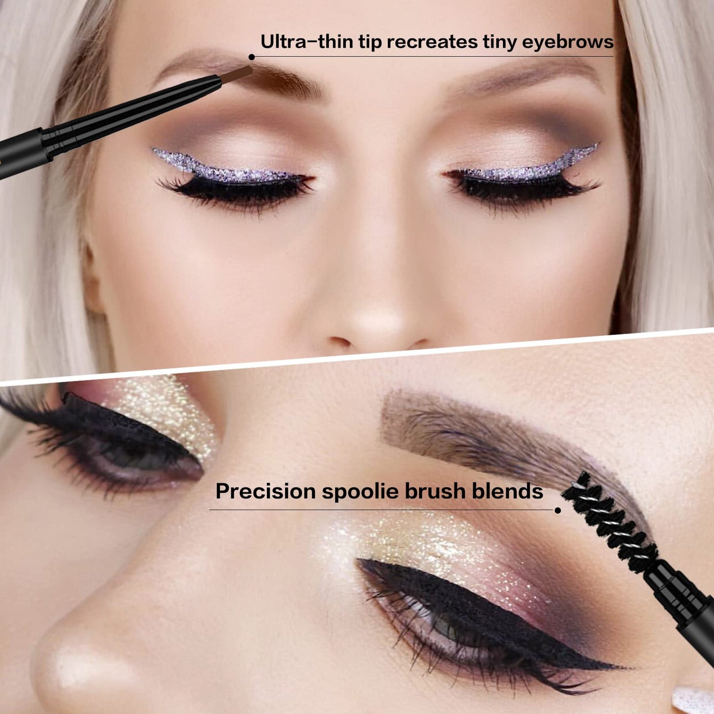 3 Pcs Waterproof Eyebrow Pencil Dark Brown, Premium Eye Brow Pencil Brn with Spoolie Brush, Longwearing for Perfect Brows, Professional, Precision