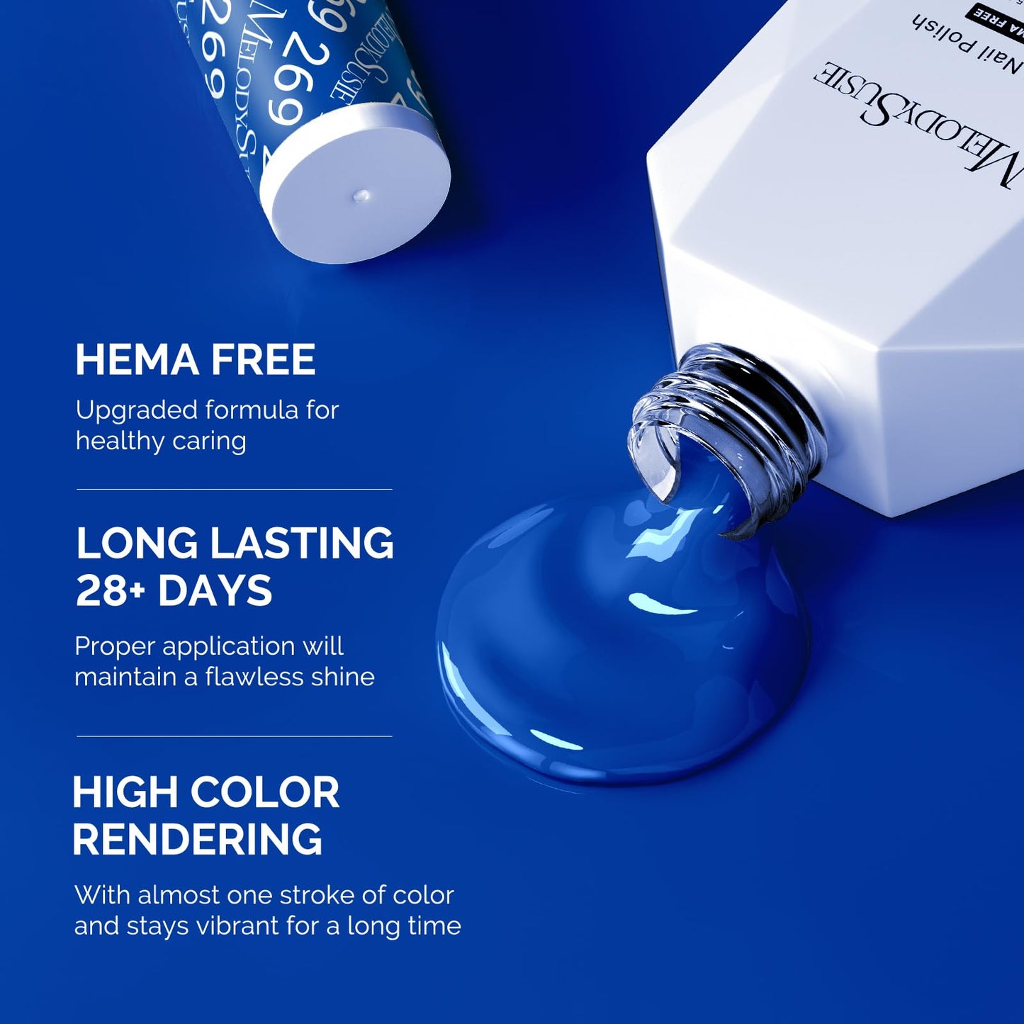 MelodySusie Hema Free Gel Nail Polish, 0.5 Fl Oz Thick Royal Blue Gel Polish, Non Toxic, Long Lasting, Soak Off UV Nail Polish, Manicure Nail Design Beauty and Personal Care MelodySusie