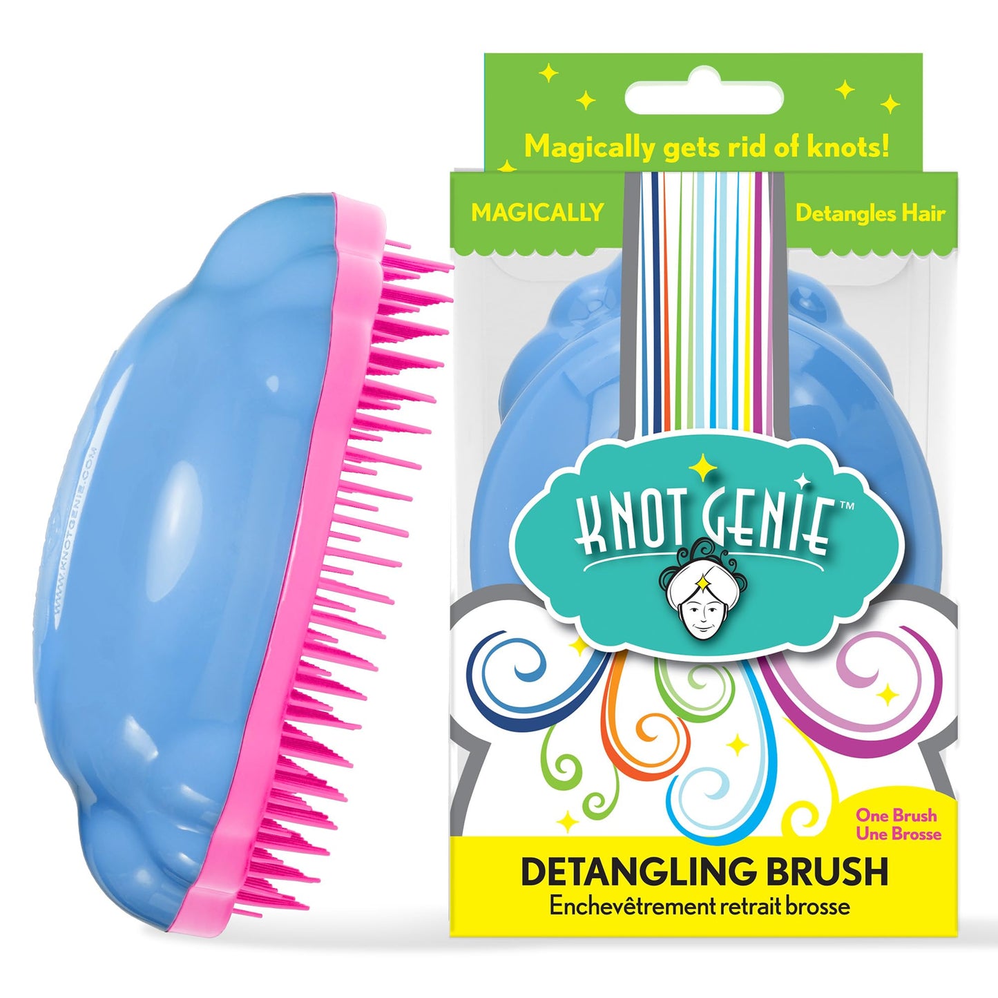 Knot Genie Detangling Hair Brush for Kids (Mystical Cloud) | Perfect Detangling Brush for Curly Hair, Gently Separate Tangles, Leaves Hair Smooth