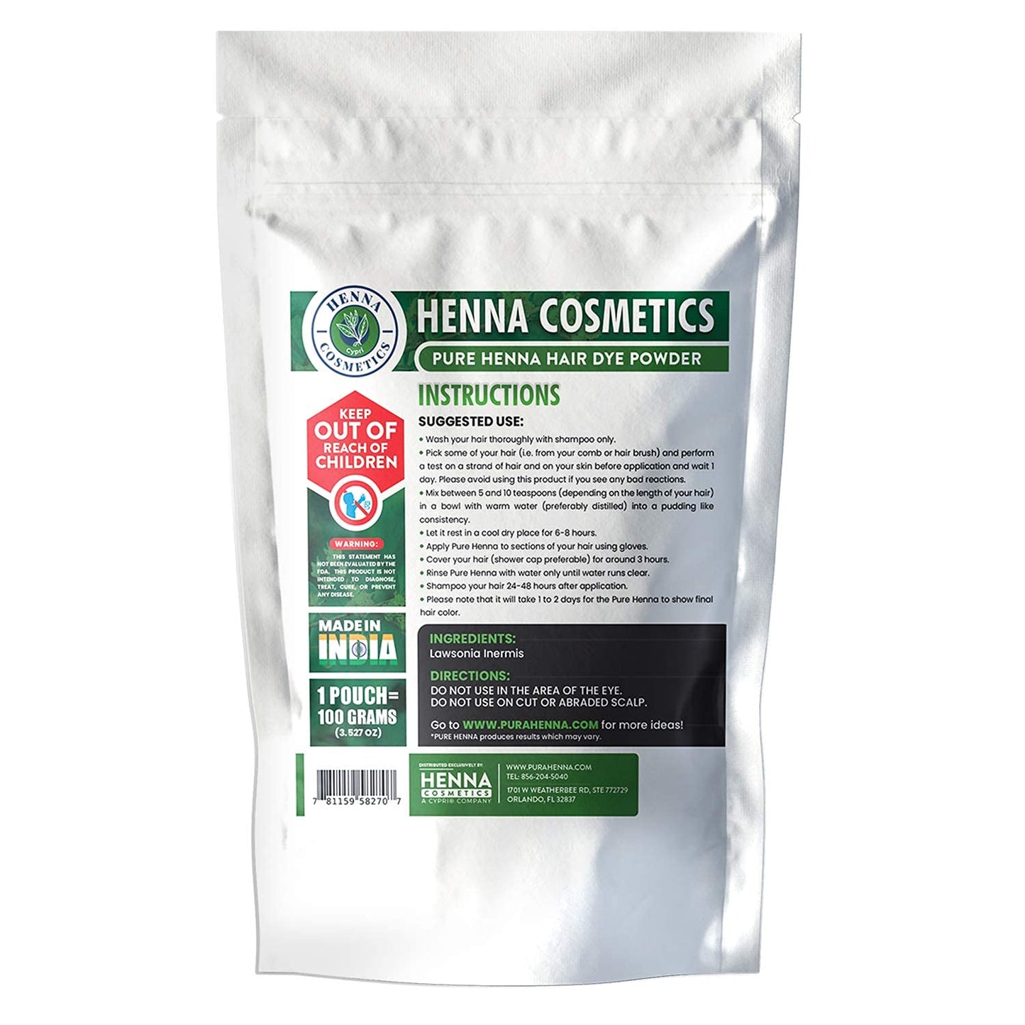 Henna Cosmetics Henna Hair & Beard Dye for Men, Brown Red, 100g