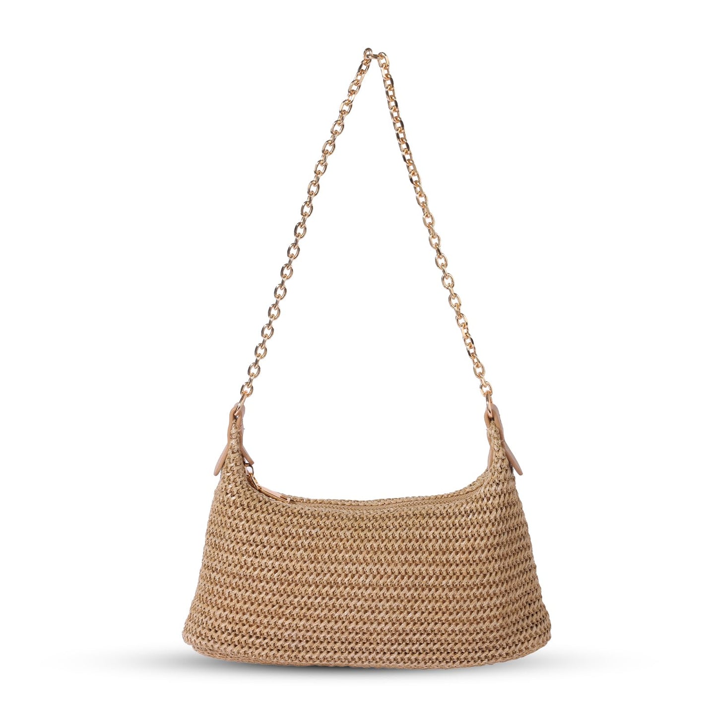 GOLDTIMO Women's Straw Woven Beach Bag Summer Vacation Shoulder Purse, Brown