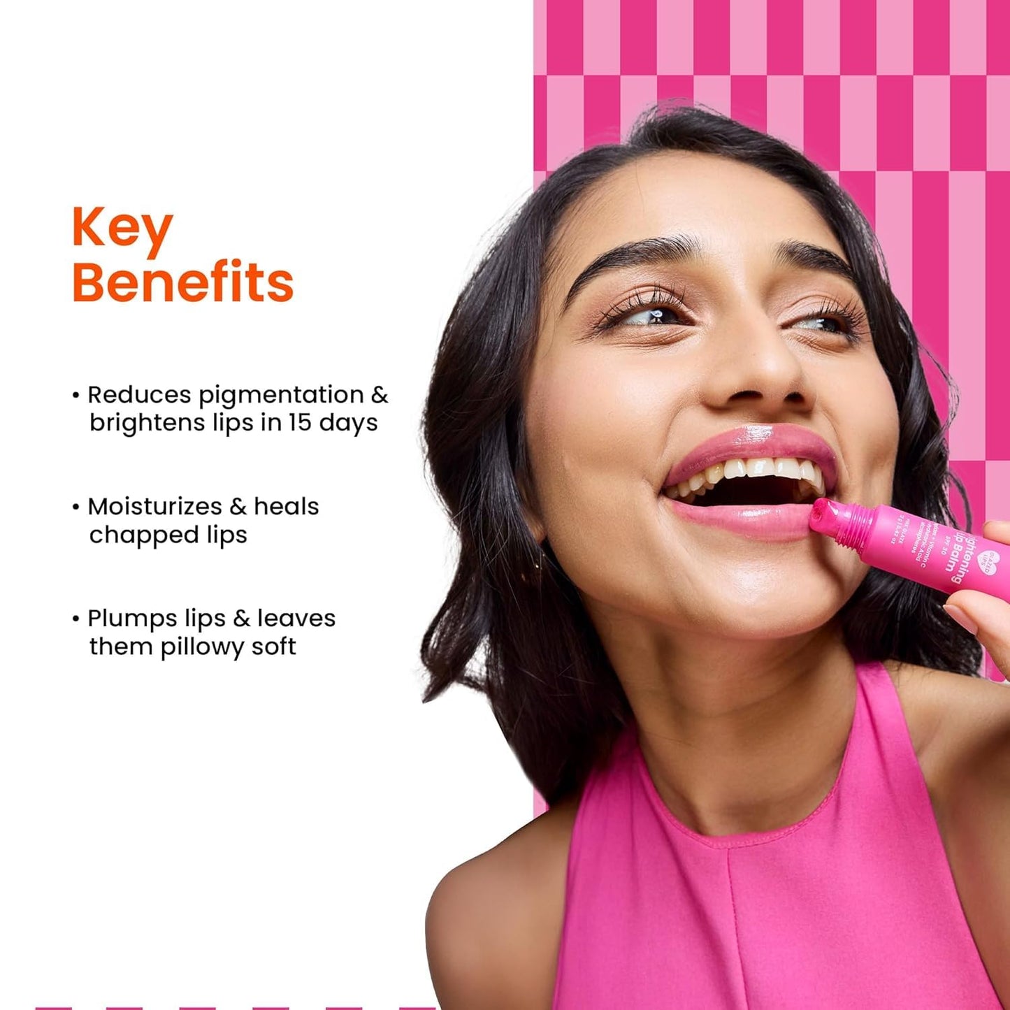 Foxtale SPF 30 Brightening Lip Balm for Dark Lips with Peptides & Vitamin C | Brightens | Hydrates | Tinted Lip Balm - Pink Glaze 12gm