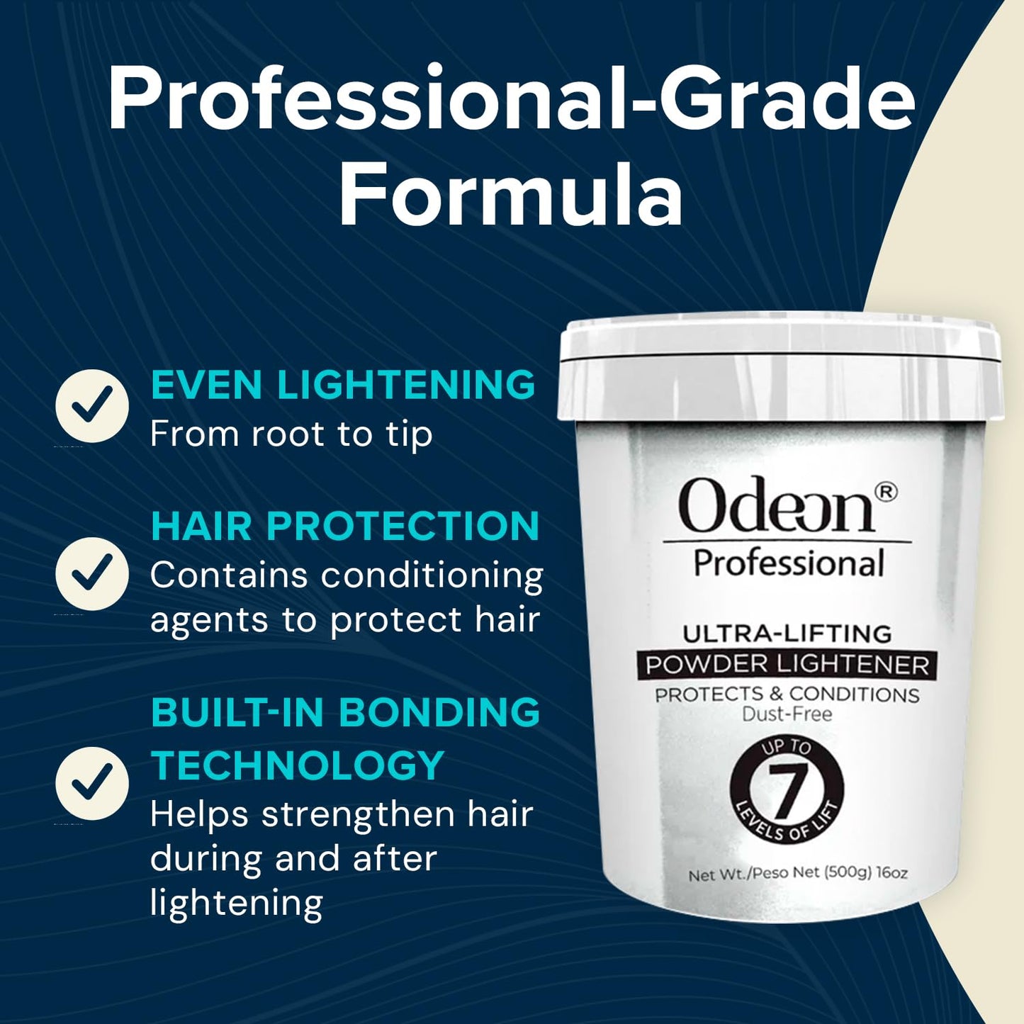 Odeon Professional Ultra-Lifting Hair Lightener Powder 16oz - Dust-Free Formula, Lifts Up to 7 Levels - Versatile Bleach for Balayage, Highlights