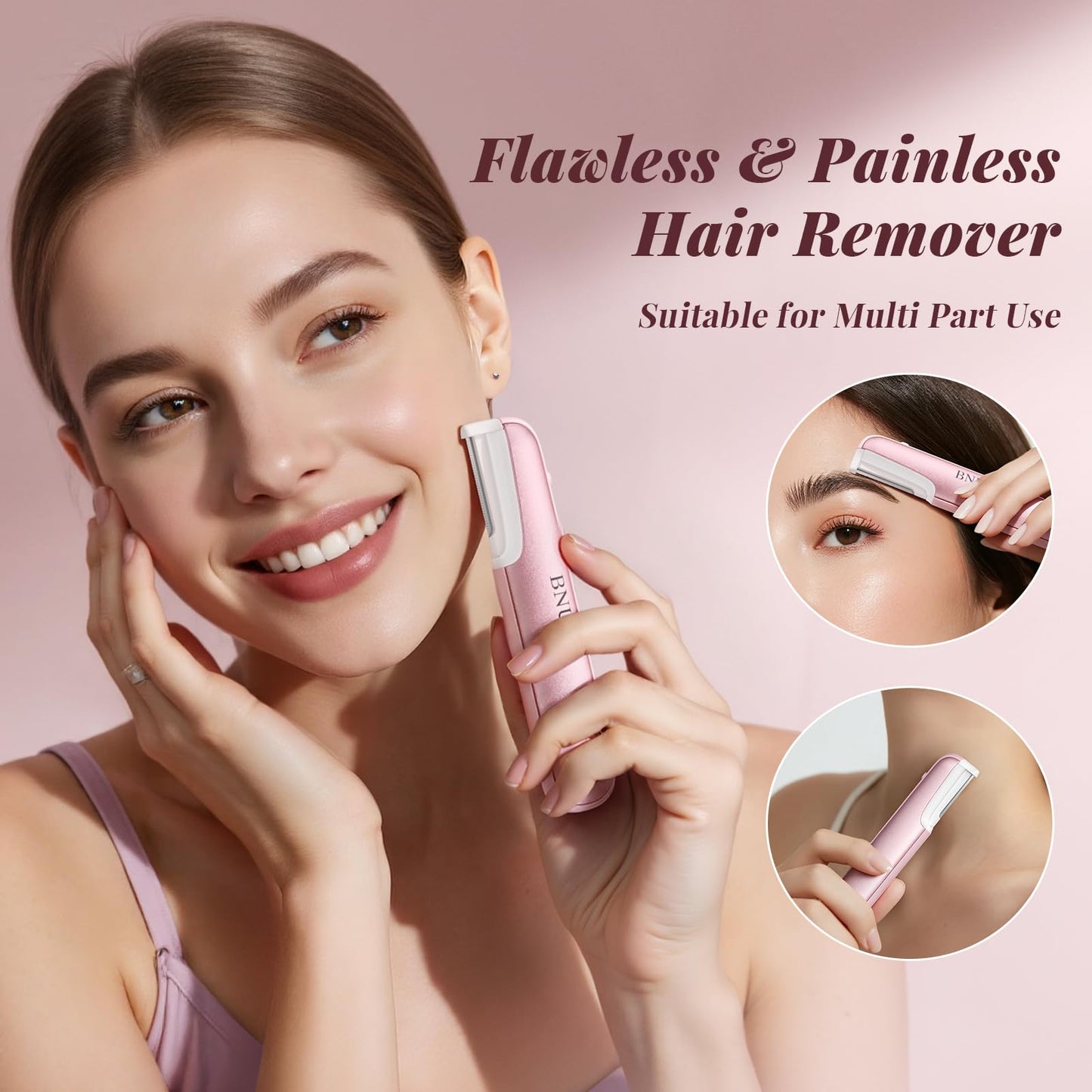 Dermaplane Razor for Women Face, BNU Facial Hair Remover for Anti-Aging, Rechargeable, LED Light, Sonic Edges, 3 Speeds, Ergonomic Handle Face Beauty and Personal Care BNU