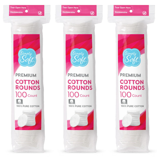 Medline Simply Soft Cotton Rounds (300 Count), 100% Cotton Absorbent and Textured Cotton Pads, Lint-Free (Pack of 6) Beauty and Personal Care Medline Default Title