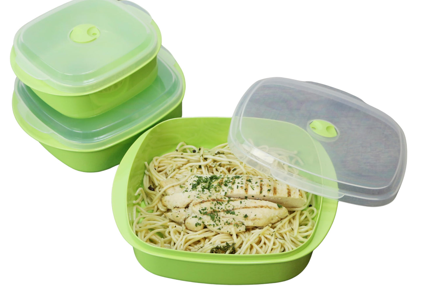 Reston Lloyd Nesting Microwave Containers, Set of 3, Adjustable Steam Vents, Airtight, Meal Prep, Durable BPA-Free Plastic- Freezer & Dishwasher…