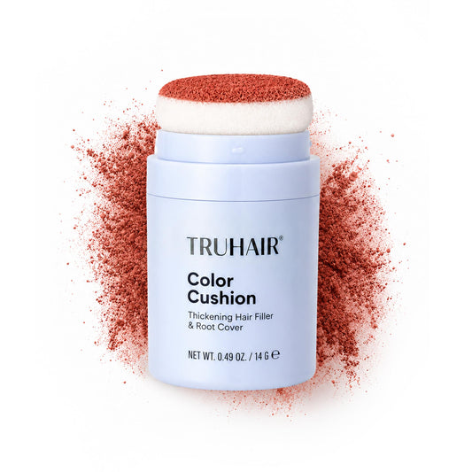 TRUHAIR Color Cushion Thickening Hair Filler & Root Cover Up Powder - Oil Absorbing Hair Fibers for Thinning Hair - Instant Volume, Gray Coverage