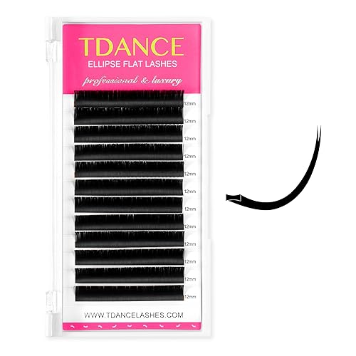 TDANCE Classic Lash Extensions Flat Lashes Eyelash Extensions 0.15mm D Curl Ellipse Eyelash Extensions 8mm Mixed Black Matte Individual Lashes Salon