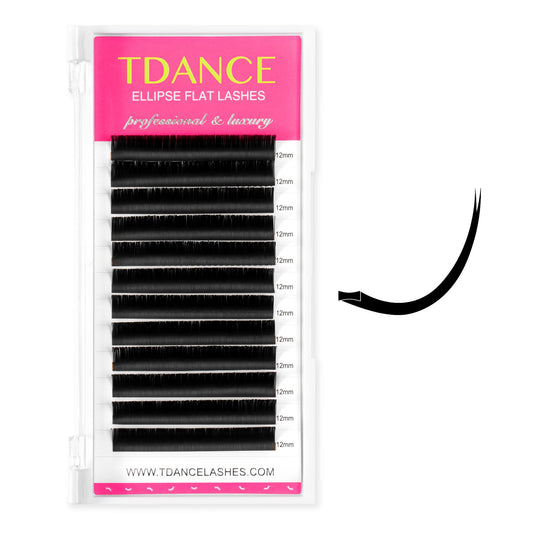 TDANCE Classic Lash Extensions Flat Lashes Eyelash Extensions 0.15mm D Curl Ellipse Eyelash Extensions 8mm Mixed Black Matte Individual Lashes Salon