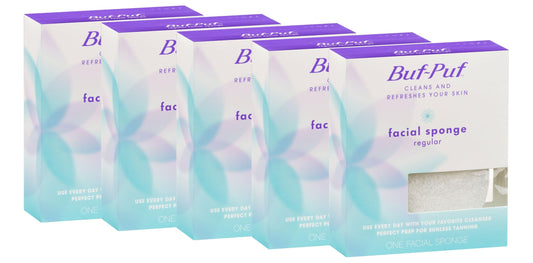 Buf-Puf Facial Sponge, Dermatologist Developed, Removes Deep Down Dirt & Makeup that Causes Breakouts and Blackheads, Reusable, Exfoliating, White, 5 Beauty and Personal Care Buf-Puf