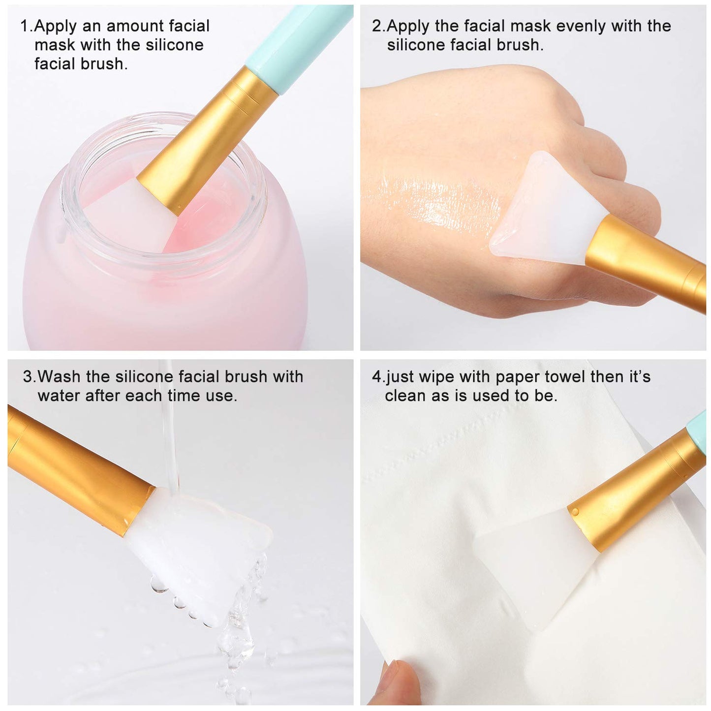 Boao 12pcs Silicone Face Mask Brushes – Soft Applicator Tools for Mud Masks, Sleeping Masks, Body Lotion & Body Butter