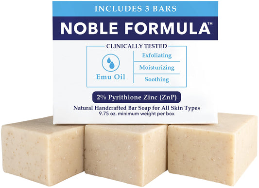 Noble Formula 2% Pyrithione Zinc (ZnP) Emu Oil Bar Soap, Especially Formulated for Acne, Psoriasis, and Eczema, Safe for Daily Use and All Skin Types