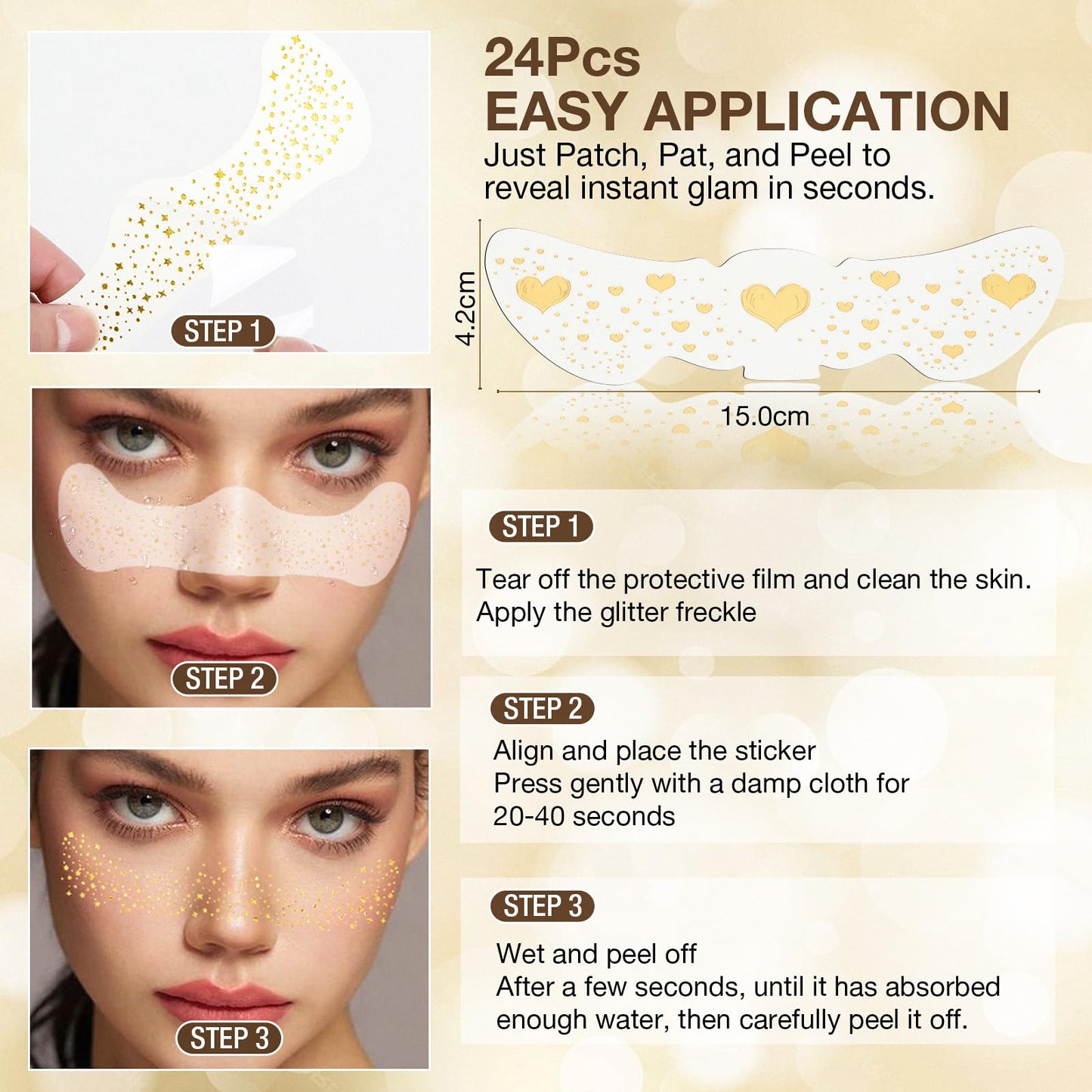 Wodelanle Glitter Freckles Face Tattoo, 24 Count Silver Face Glitter Speckles Makeup Patches, Glow Up Makeup Patches, Cute Glitter Freckles Makeup