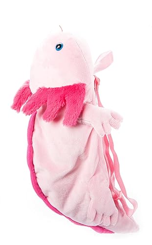 The Petting Zoo Axolotl Stuffed Animal Plushie Backpack, Gifts for Kids, Sealife Animal Toy, Pink Axolotl Plush Toy Book Bag, 20 inches
